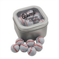 Large Window Tin with Chocolate Baseballs